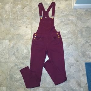 Dark red overalls